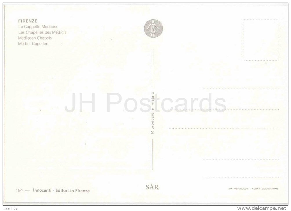 La Cappelle Medicee - Medicean Chapels - Firenze - Toscana - 194 - Italia - Italy - unused - JH Postcards