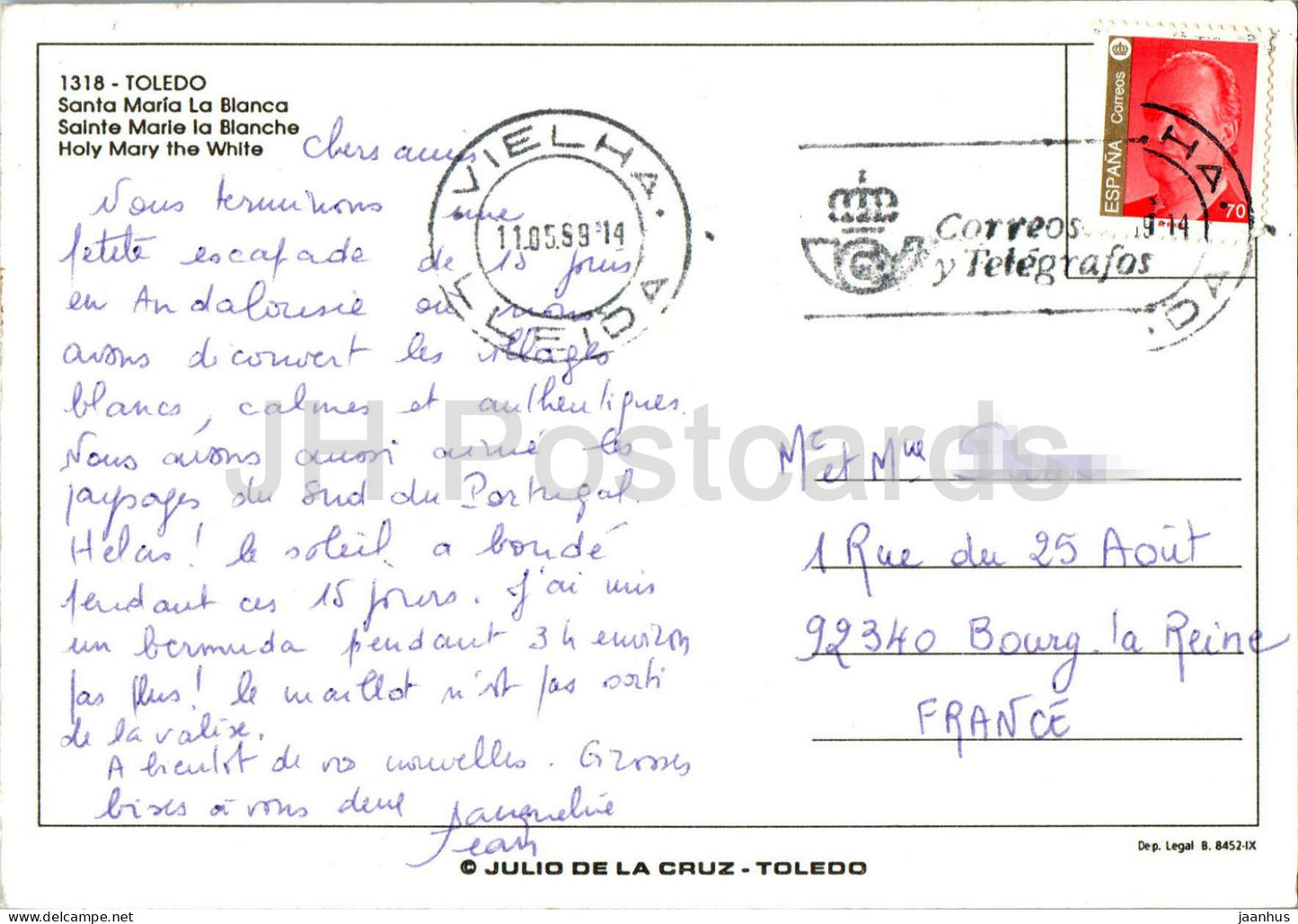 Tolède - Santa Maria La Blanca - Sainte Marie la Blanche - 1318 - 1999 - Espagne - utilisé