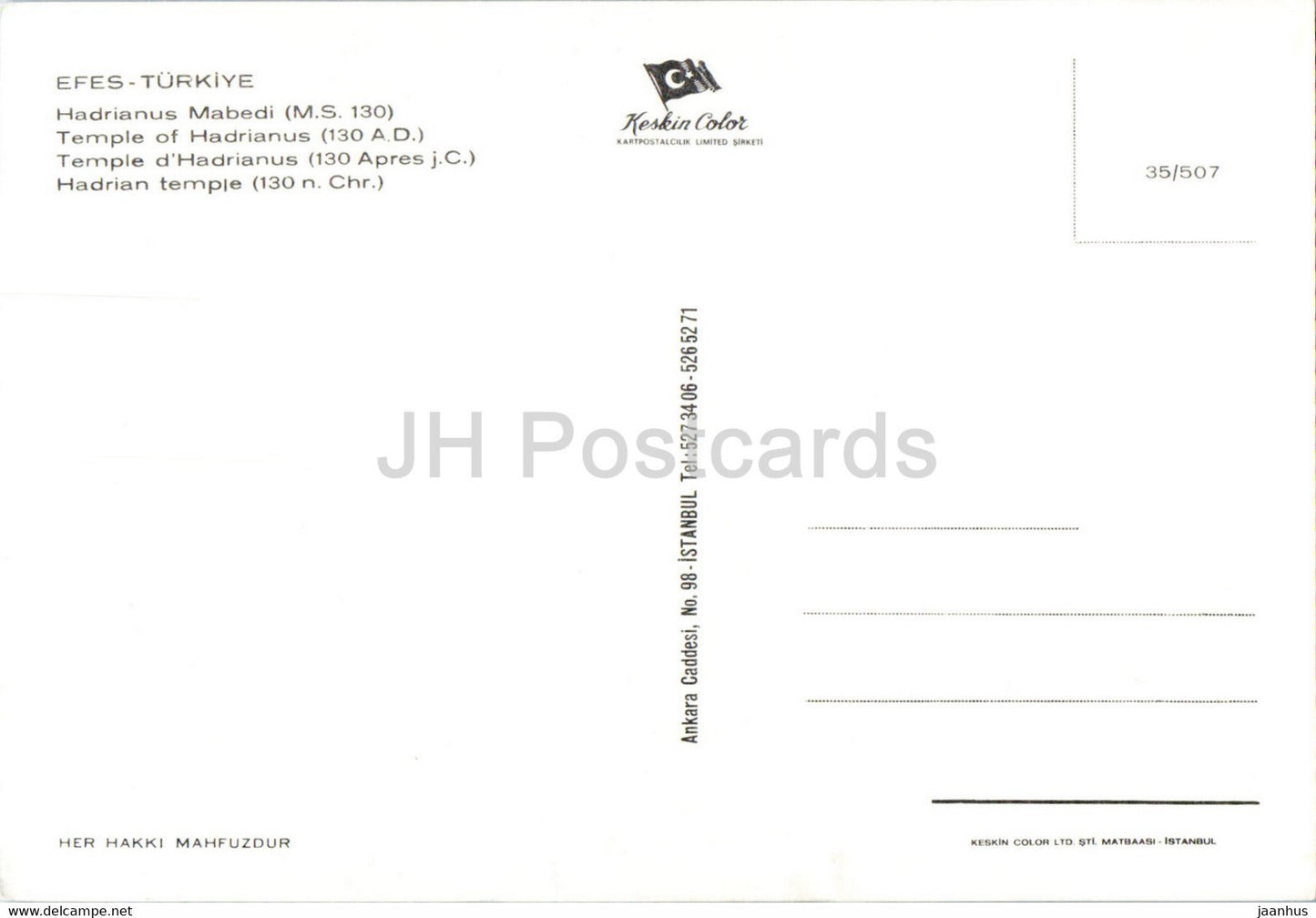 Efes - Tempel des Hadrianus - Antike Welt - 35/507 - Keskin Color - Türkei - unbenutzt