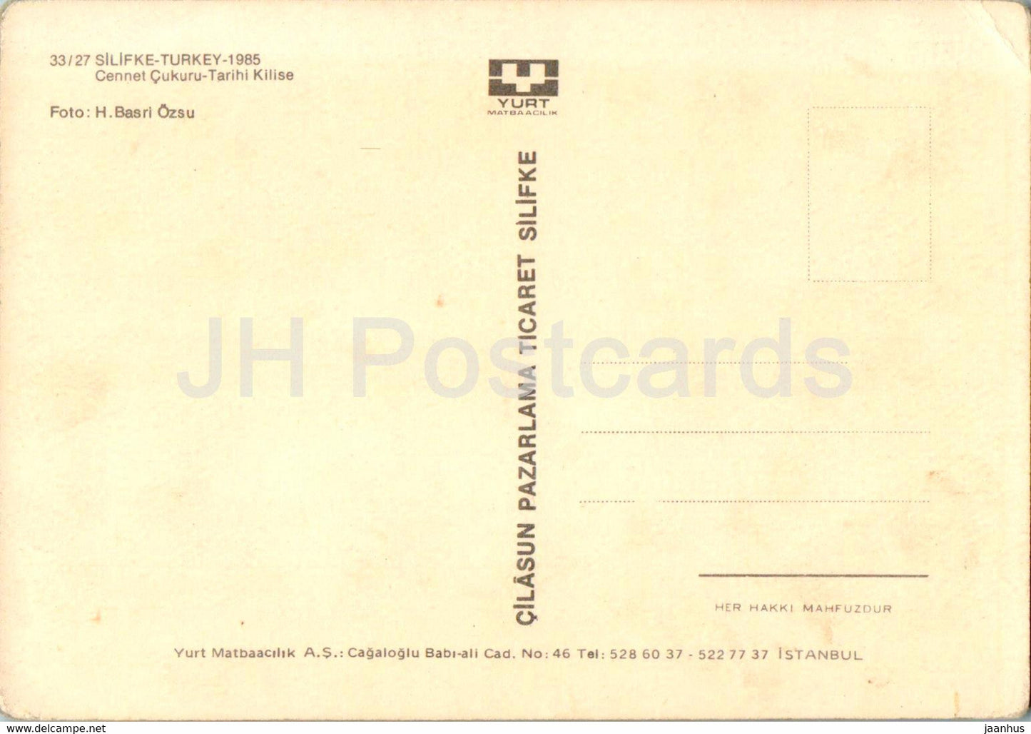 Silifke - Cennet Cukuru Tarihi Kilise - Heavenly Pit Historical Church - Turkey - unused