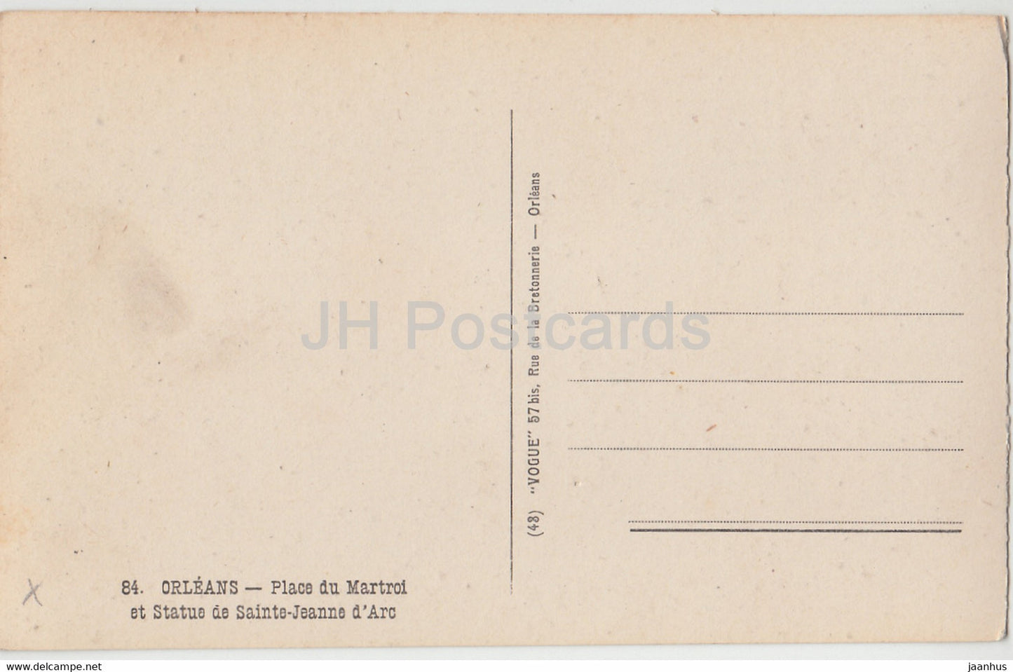 Orleans - Place du Martroi et Statue de Sainte Jeanne d'Arc - Denkmal - Pferd - 84 - alte Postkarte - Frankreich - unbenutzt