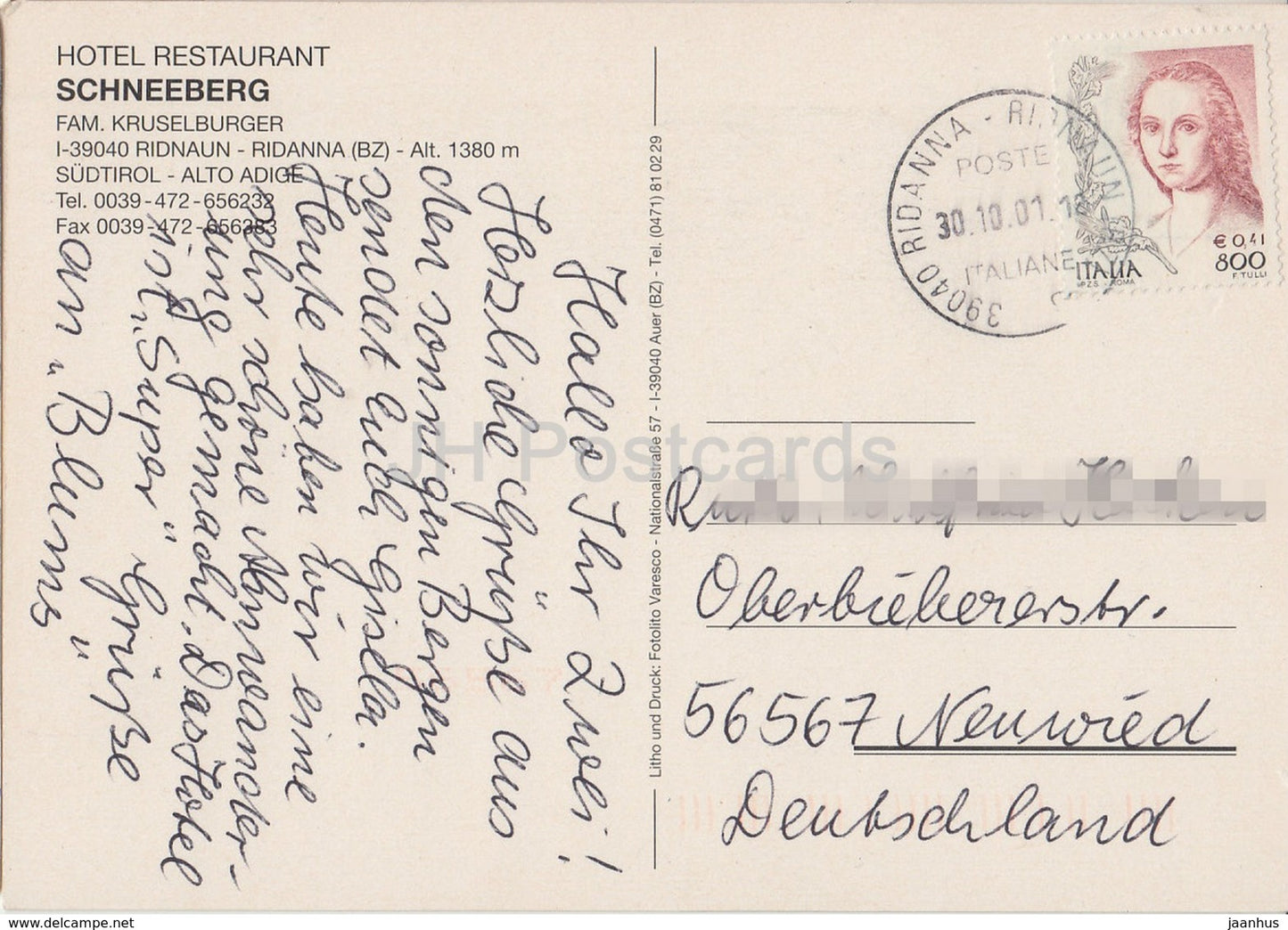 hotel restaurant Schneeberg - Ridnaun - Ridanna 1380 m - multiview - Italy - 2001 - used