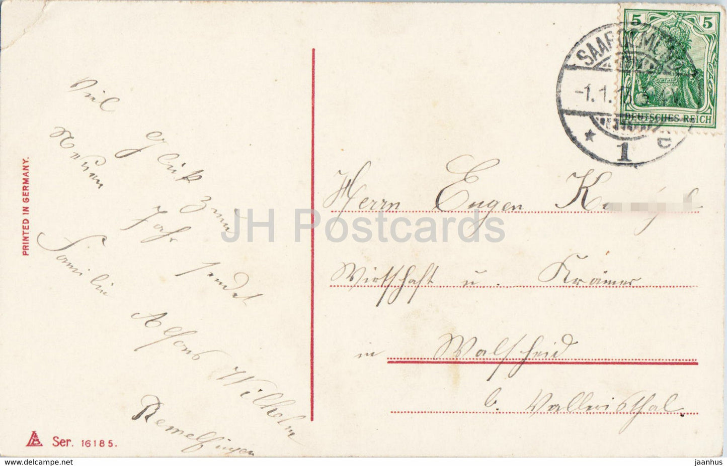 castle - flowers - illustration - Ser 16185 - old postcard - Germany - used