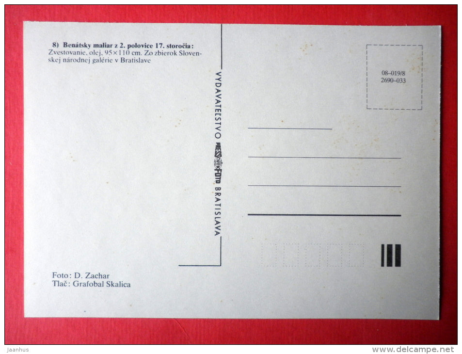 painting by unknown venetian painter - Annunciation , 17th century - angel - italian art - unused - JH Postcards