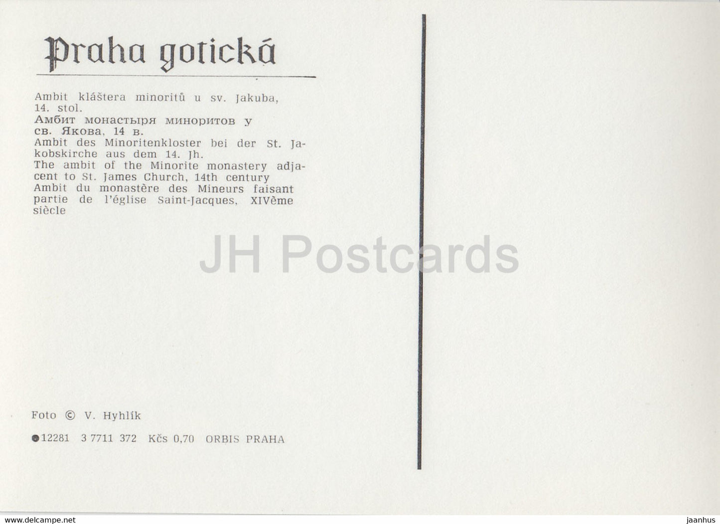 Praha - Prag - Der Umkreis des Minoritenklosters - Gotisches Prag - Tschechoslowakei - Tschechische Republik - unbenutzt