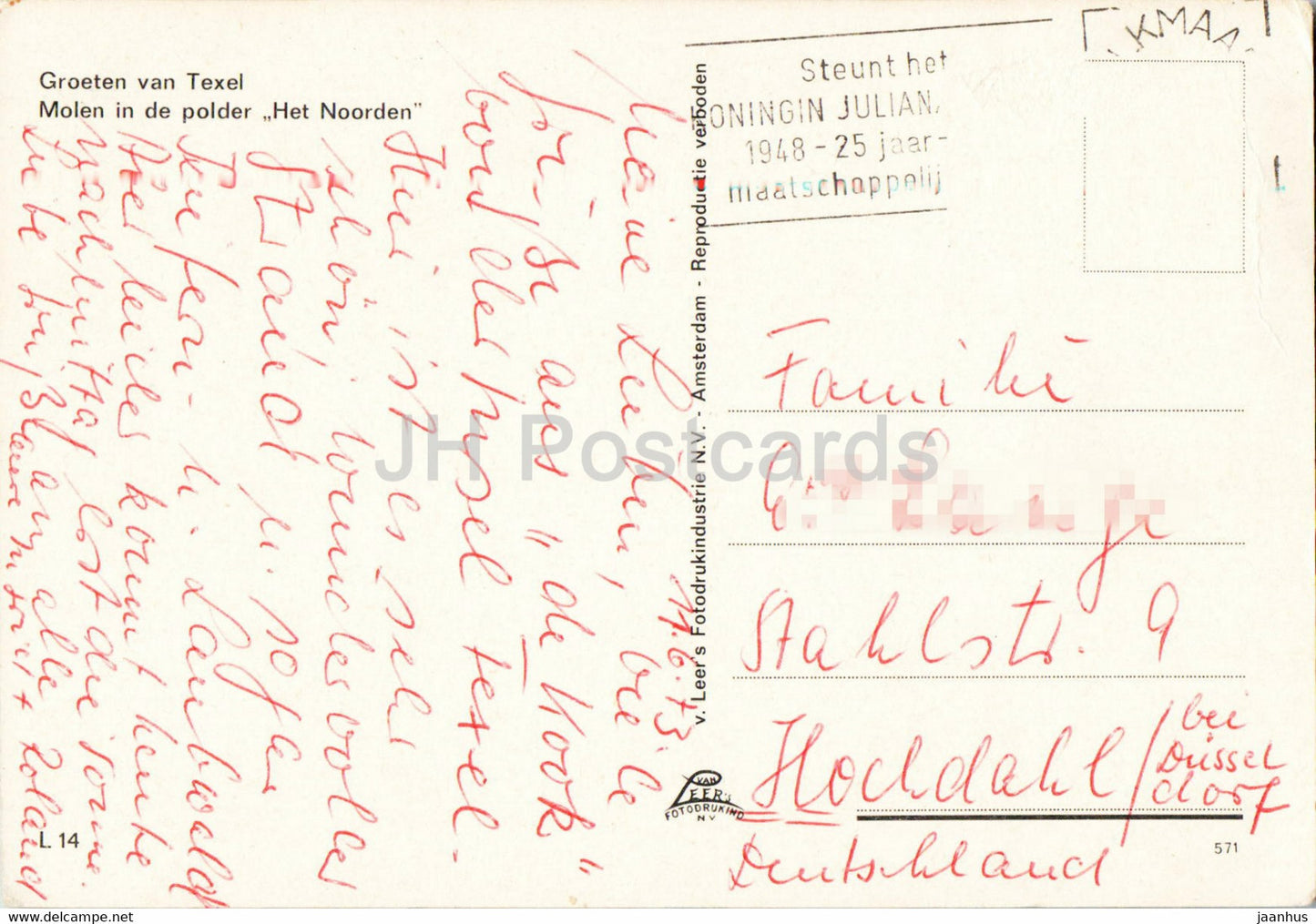 Groeten van Texel - Molen in de polder Het Noorden - windmill - Netherlands - used