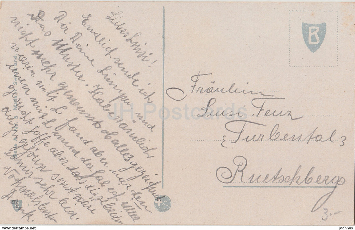 roses rouges - fleurs - Série - 5 - carte postale ancienne - Suisse - occasion