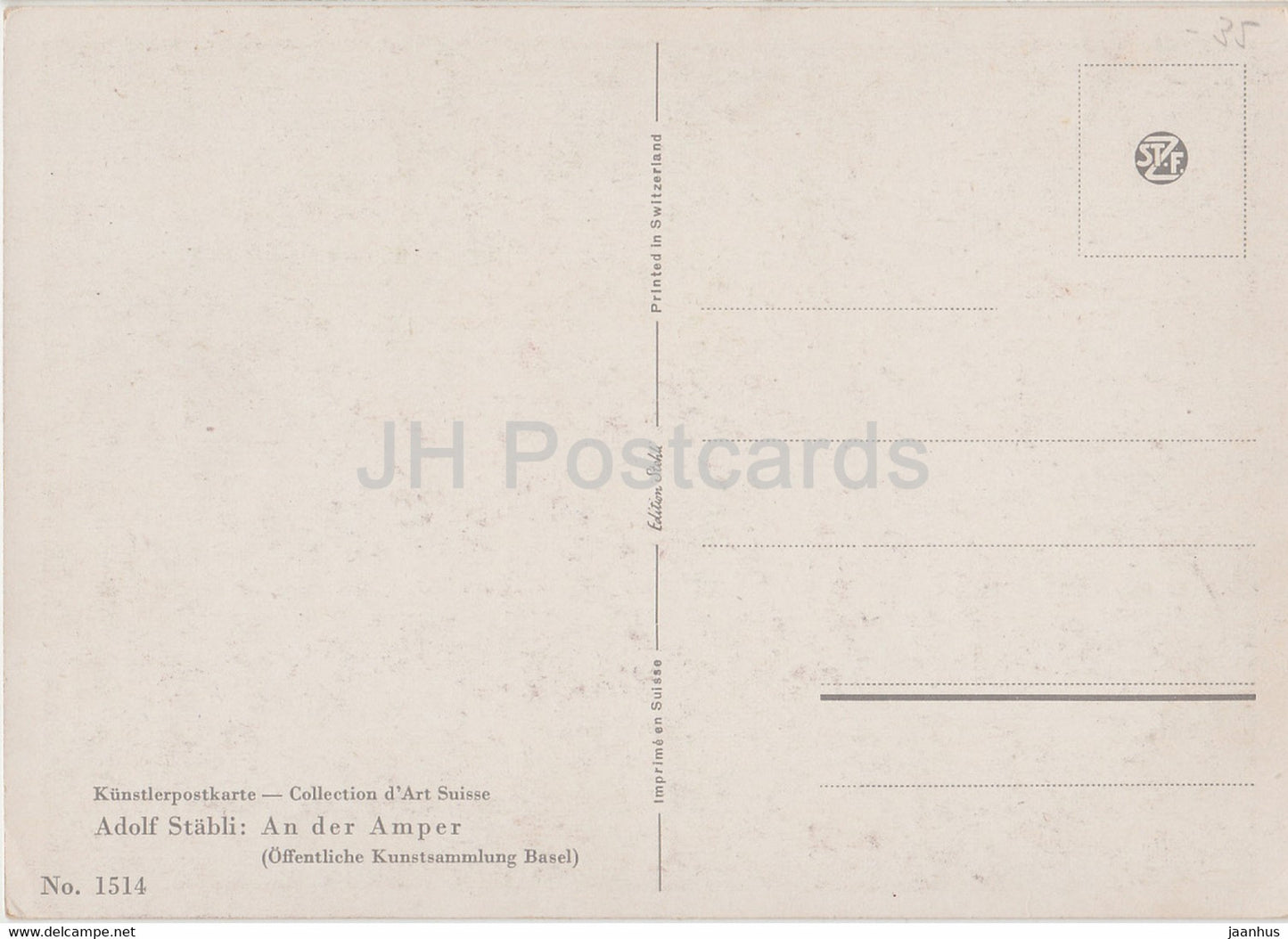 peinture d'Adolf Stabli - An der Amper - 1514 - Art suisse - Suisse - inutilisé
