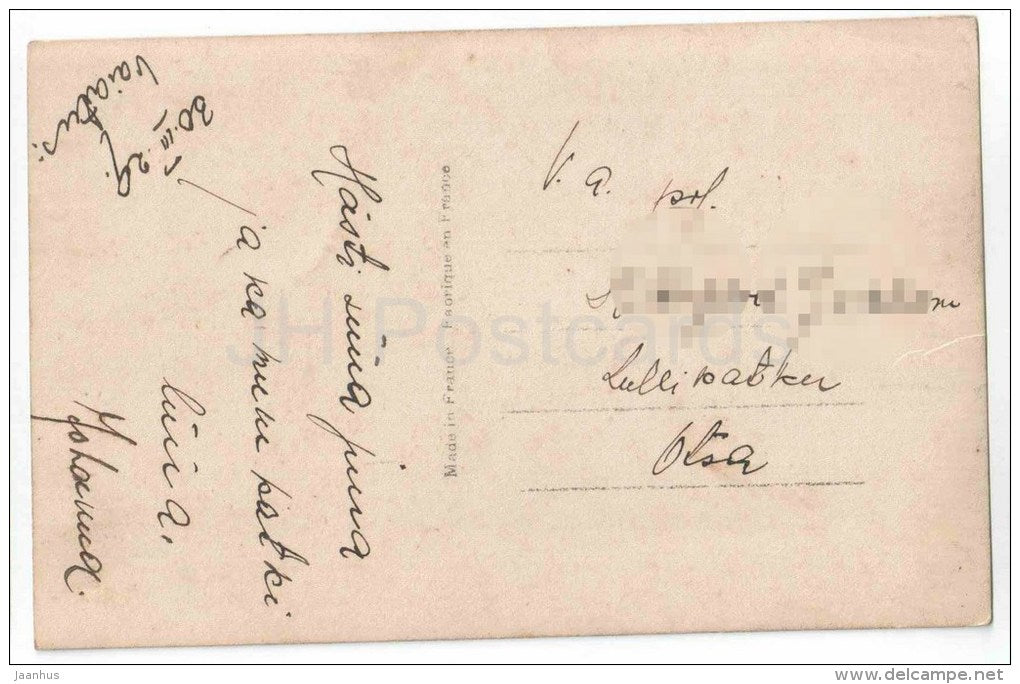 woman with horse - YAS 660 - old postcard - circulated in Estonia 1920 - JH Postcards