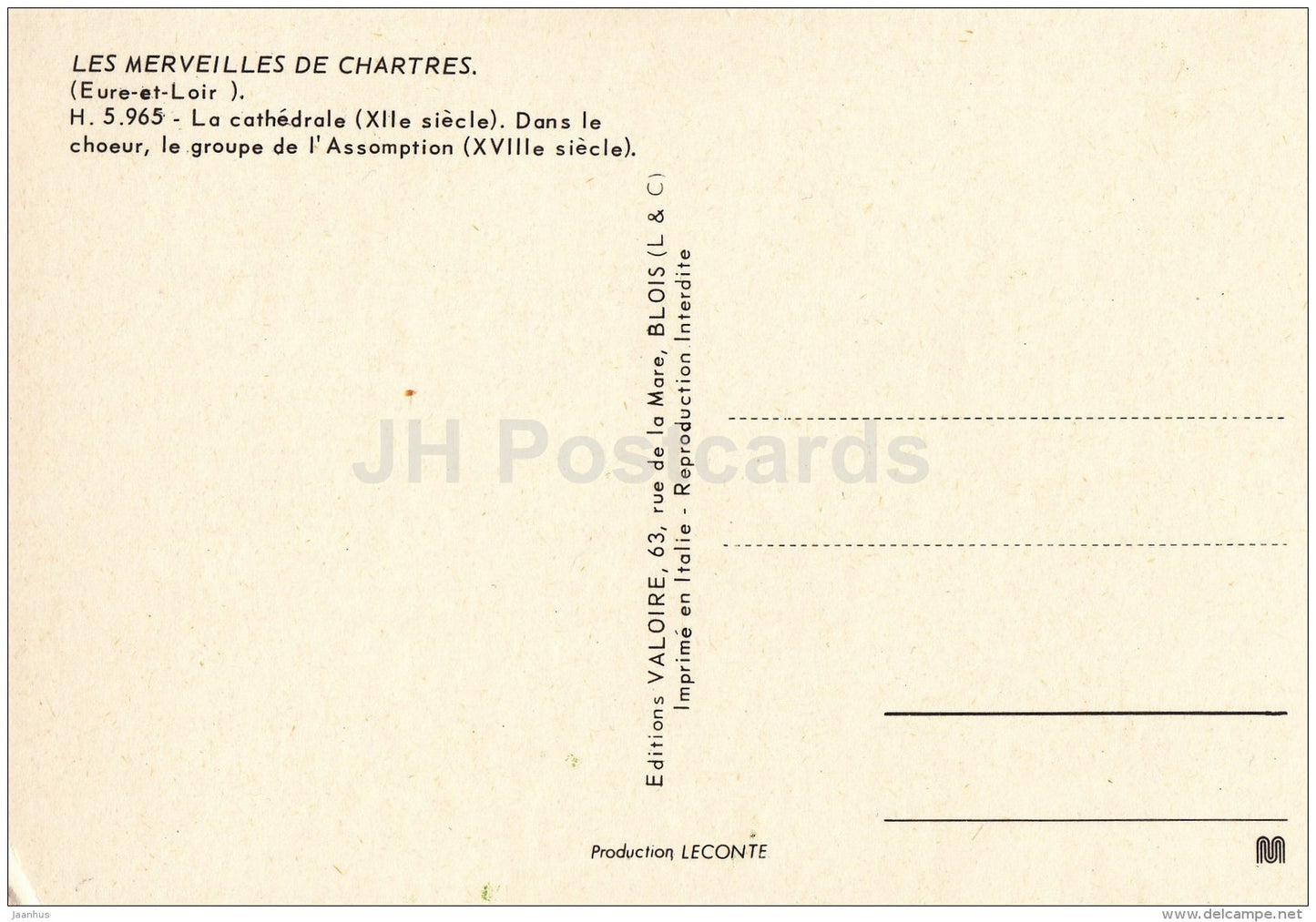 Les Merveilles de Chartres - Le groupe de l´assomption - France - unused - JH Postcards