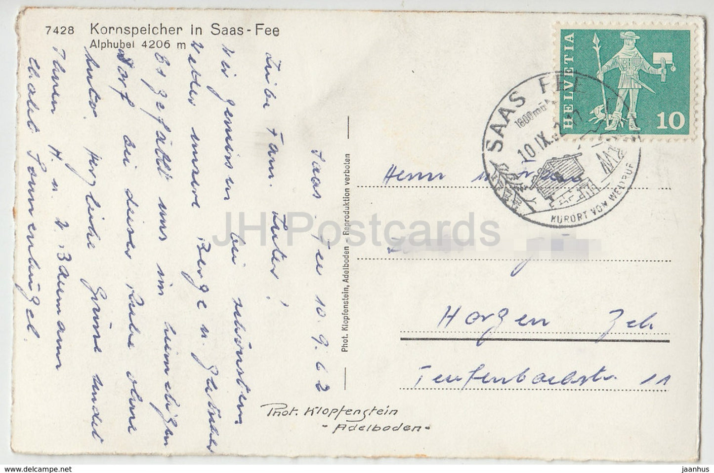 Kornspeicher à Saas Fee - Alphubel 4206 m - 7428 - Suisse - 1962 - occasion