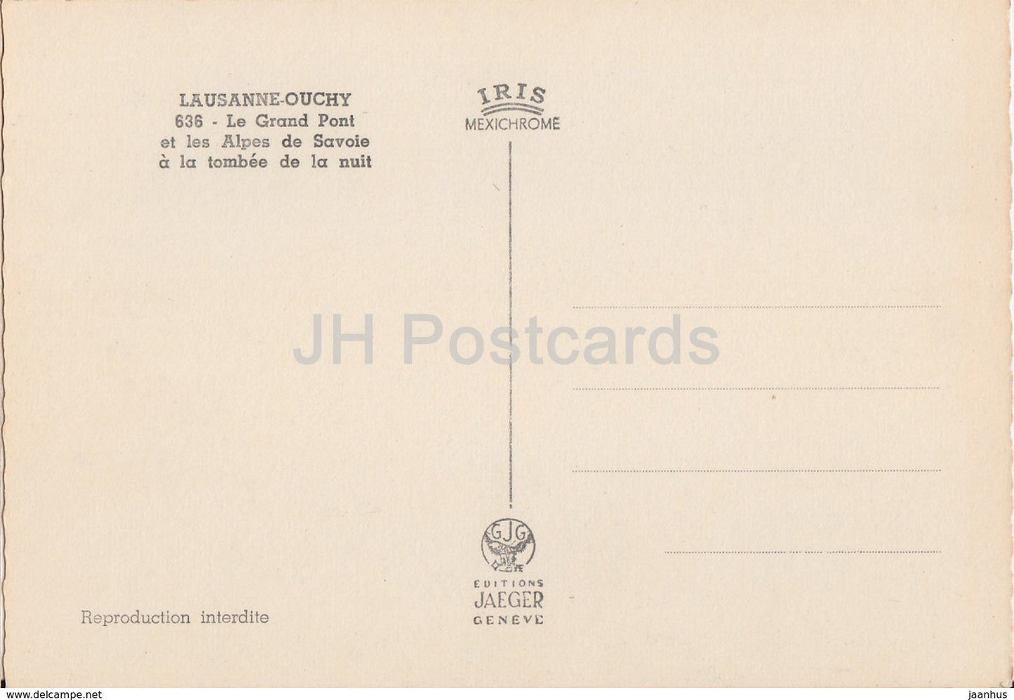 Lausanne Ouchy - Le Grand Pont et les Alpes de Savoie a la tombee de la nuit - 1 - 636 - Switzerland - unused