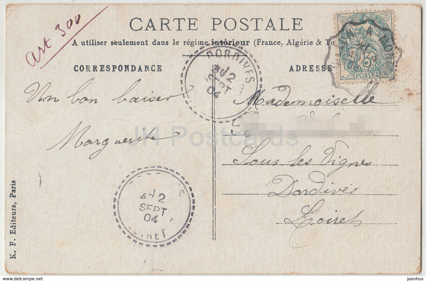 Rosen Pompon Gentillesse - Jubiläum - Blumen - Rosen - Illustration - alte Postkarte - 1904 - Frankreich - gebraucht