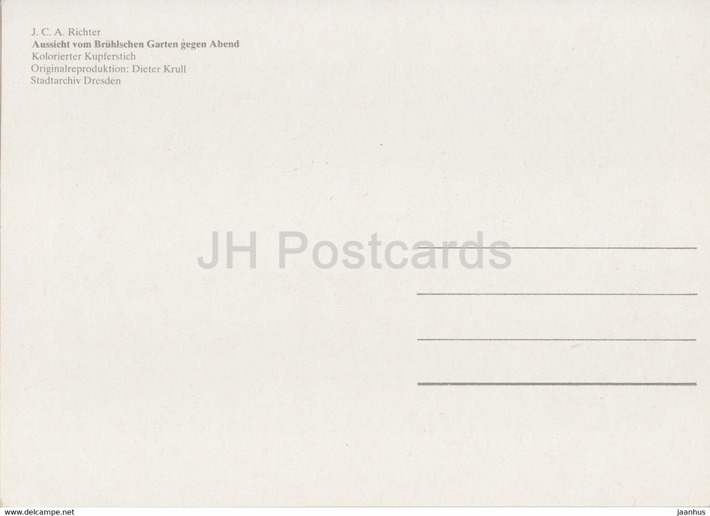 painting by J C A Richter - Aussicht vom Bruhlschen Garten gegen Abend - German art - Germany - unused