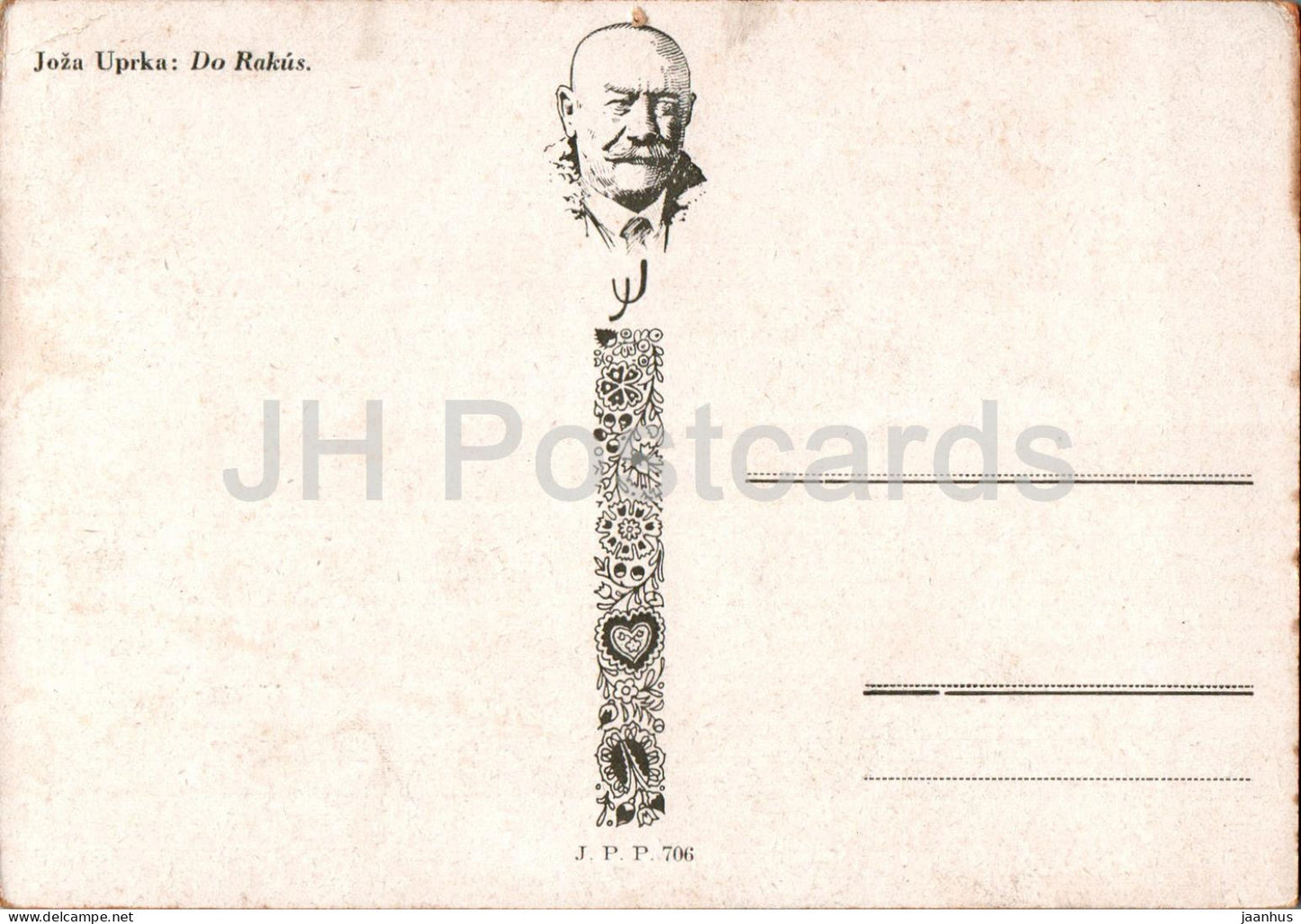 painting by Joza Uprka - Do Rakus - workers - Czech art - 706 - Czech Republic - unused