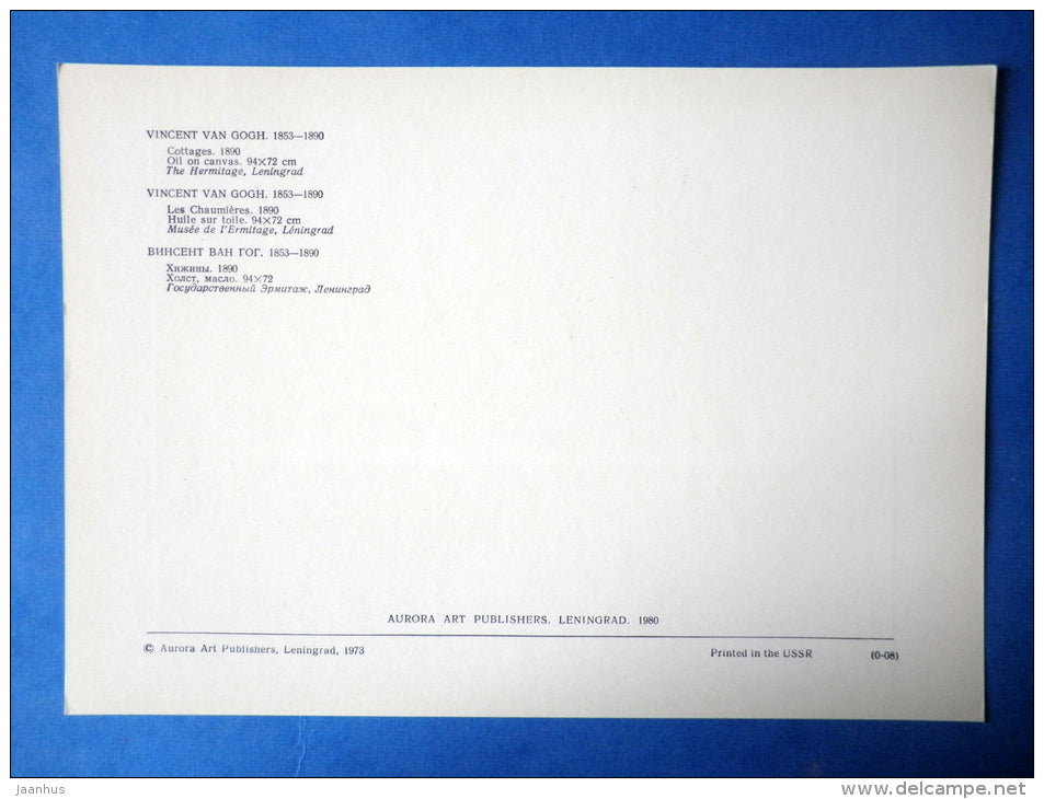 painting by Vincent Van Gogh - large format card - Cottages , 1890 - french art - unused - JH Postcards