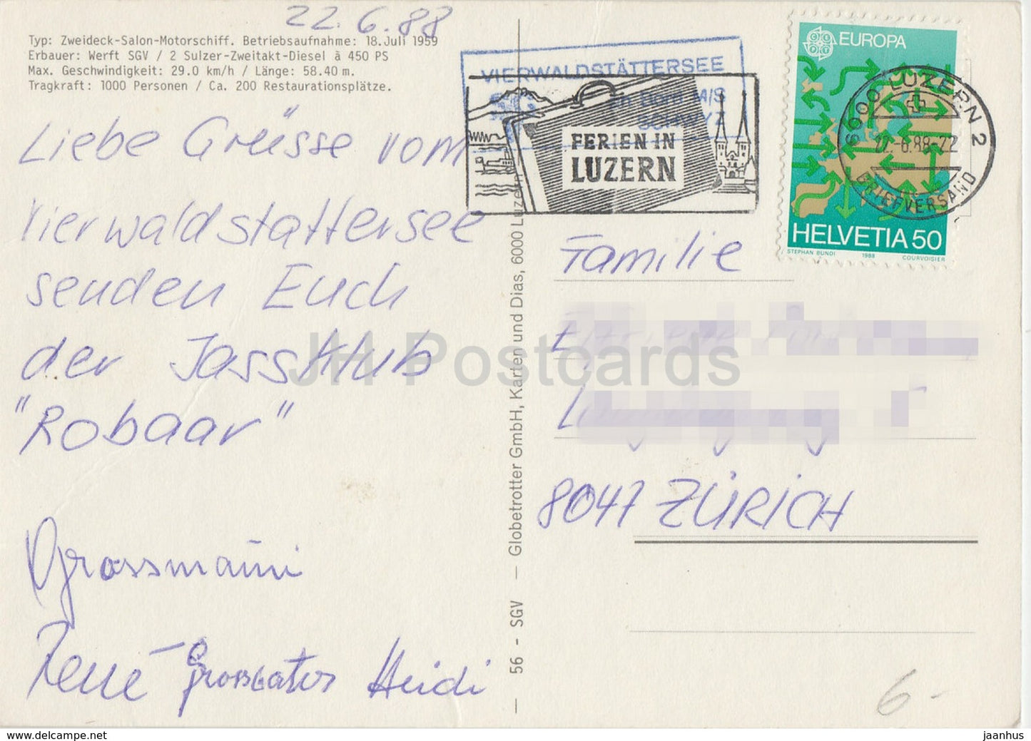 Vierwaldstattersee - Motorschiff Schwyz - passenger ship - MS - 1988 - Switzerland - used