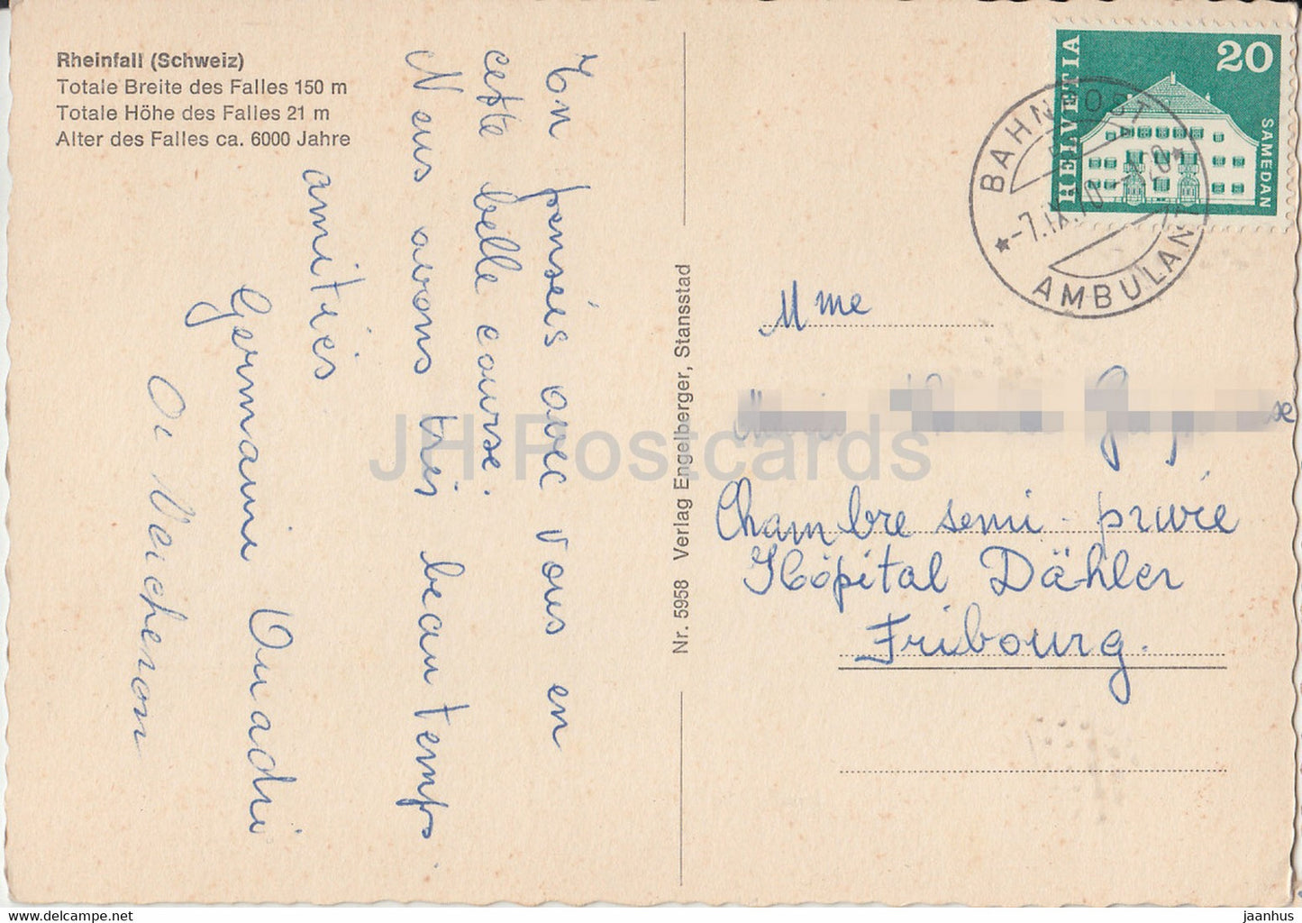 Rheinfall - Totale Breite des Falles 150 m - waterfall - 5958 - 1970 - Switzerland - used