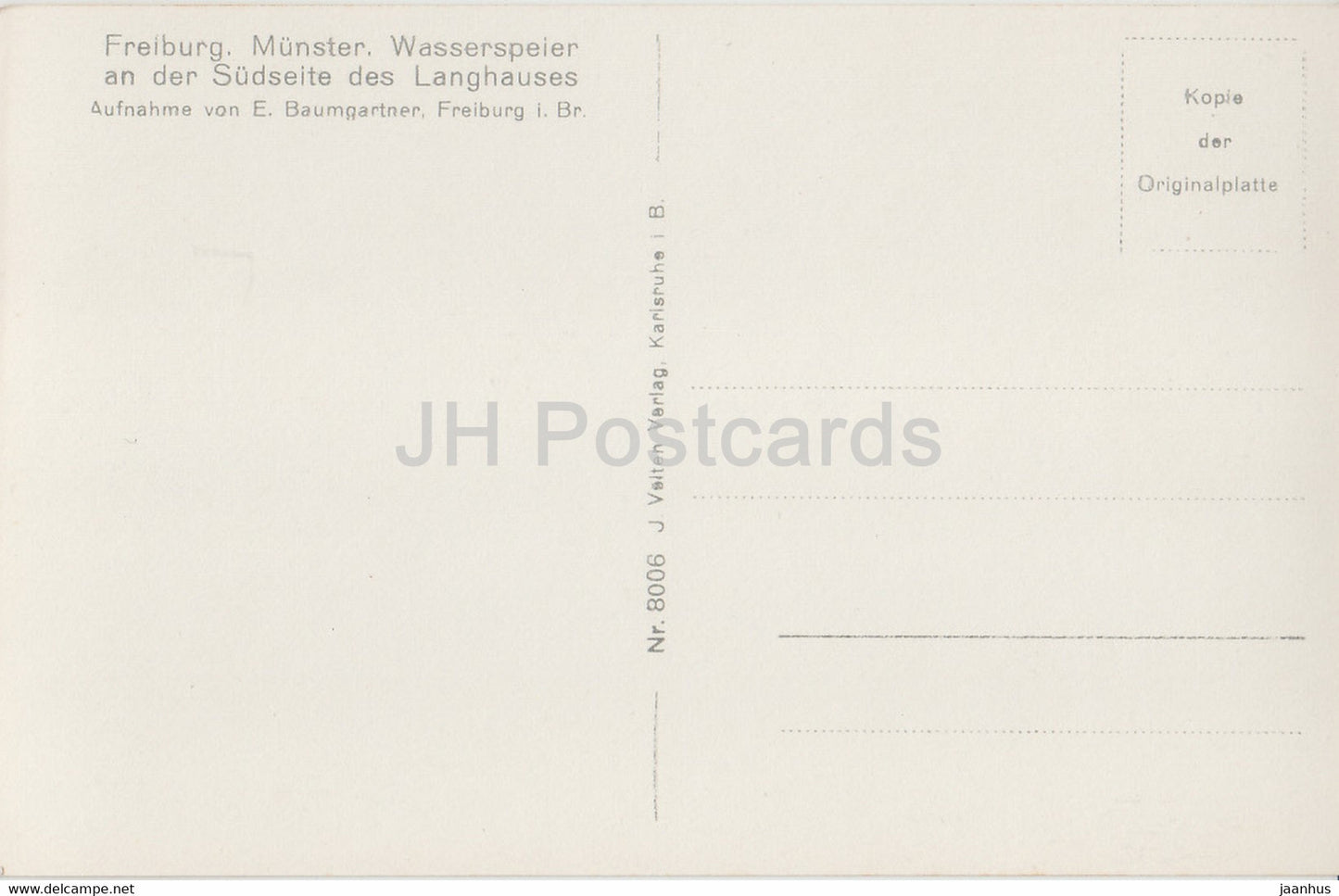 Freiburg i Br - Münster - Wasserspeier an der Südseite des Langhauses - alte Postkarte - Deutschland - unbenutzt