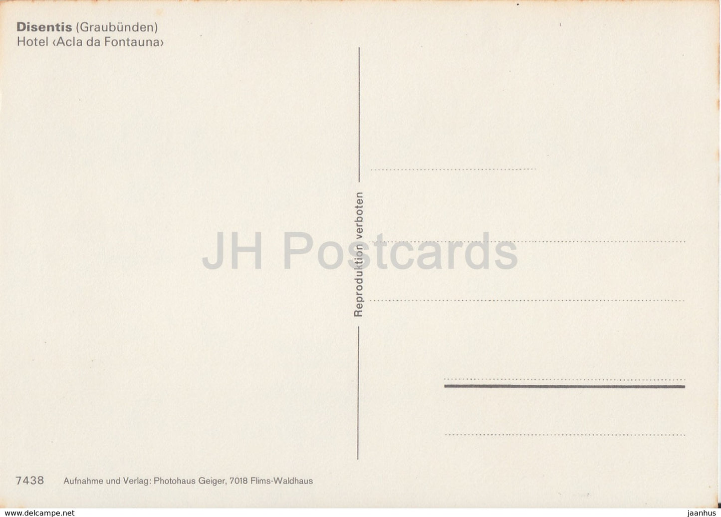 Disentis - Hotel Acla da Fontauna - 7438 - Schweiz - unbenutzt