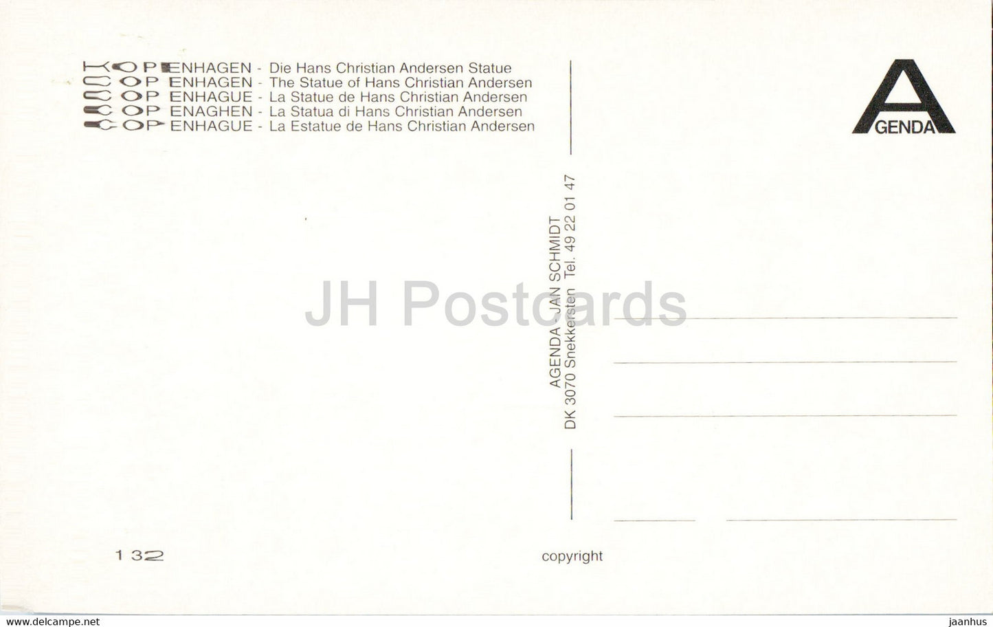 Copenhagen - The Statue of Hans Christian Andersen - monument - Denmark - unused