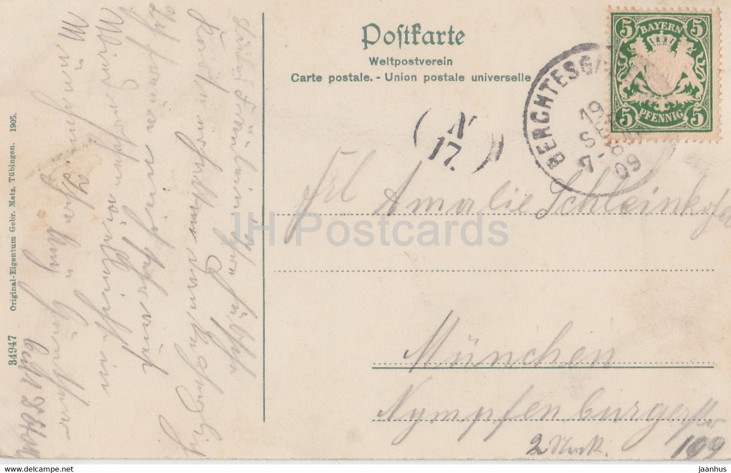 Almbachklamm - 34947 - alte Postkarte - 1909 - Deutschland - gebraucht