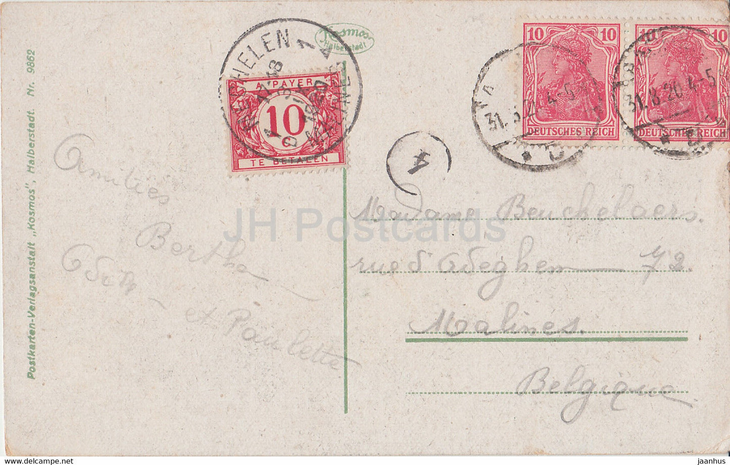 Aachen - Dom - Theater - Elisenbrunnen - Kurhaus - 9862 - old postcard - 1920 - Germany - used