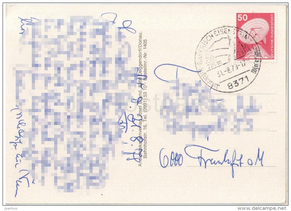 Luftkurort Bayer. Eisenstein - Arber - Geheiztes Freibad - Grenzbahnhof - Pfarrkirche - Germany - 1979 gelaufen - JH Postcards