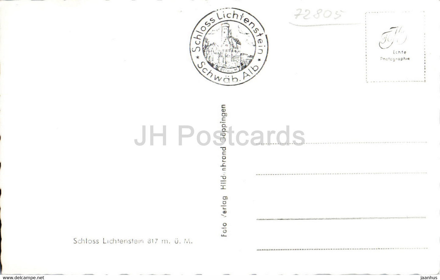 Schloss Lichtenstein 817 m - castle - 1 - old postcard - Germany - unused