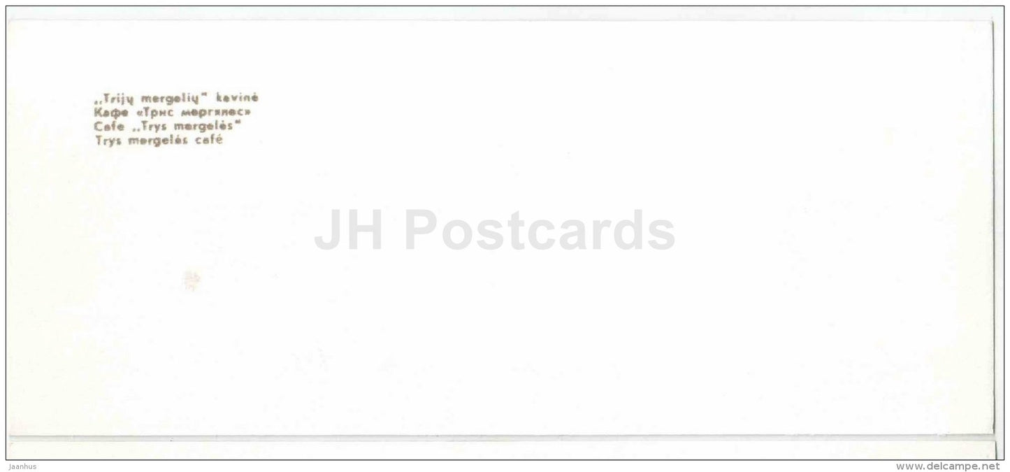 cafe Trys Mergales - Kaunas - mini postcard - 1971 - Lithuania USSR - unused - JH Postcards