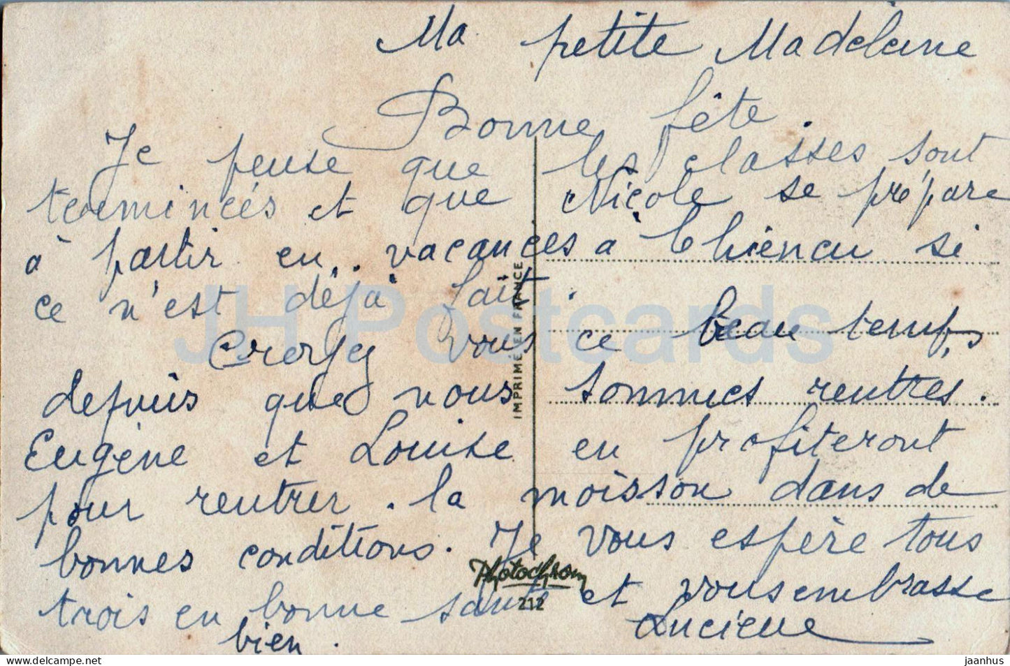 Holidays Greeting Card - Bonne Fete - flowers - roses - 212 - old postcard - France - used