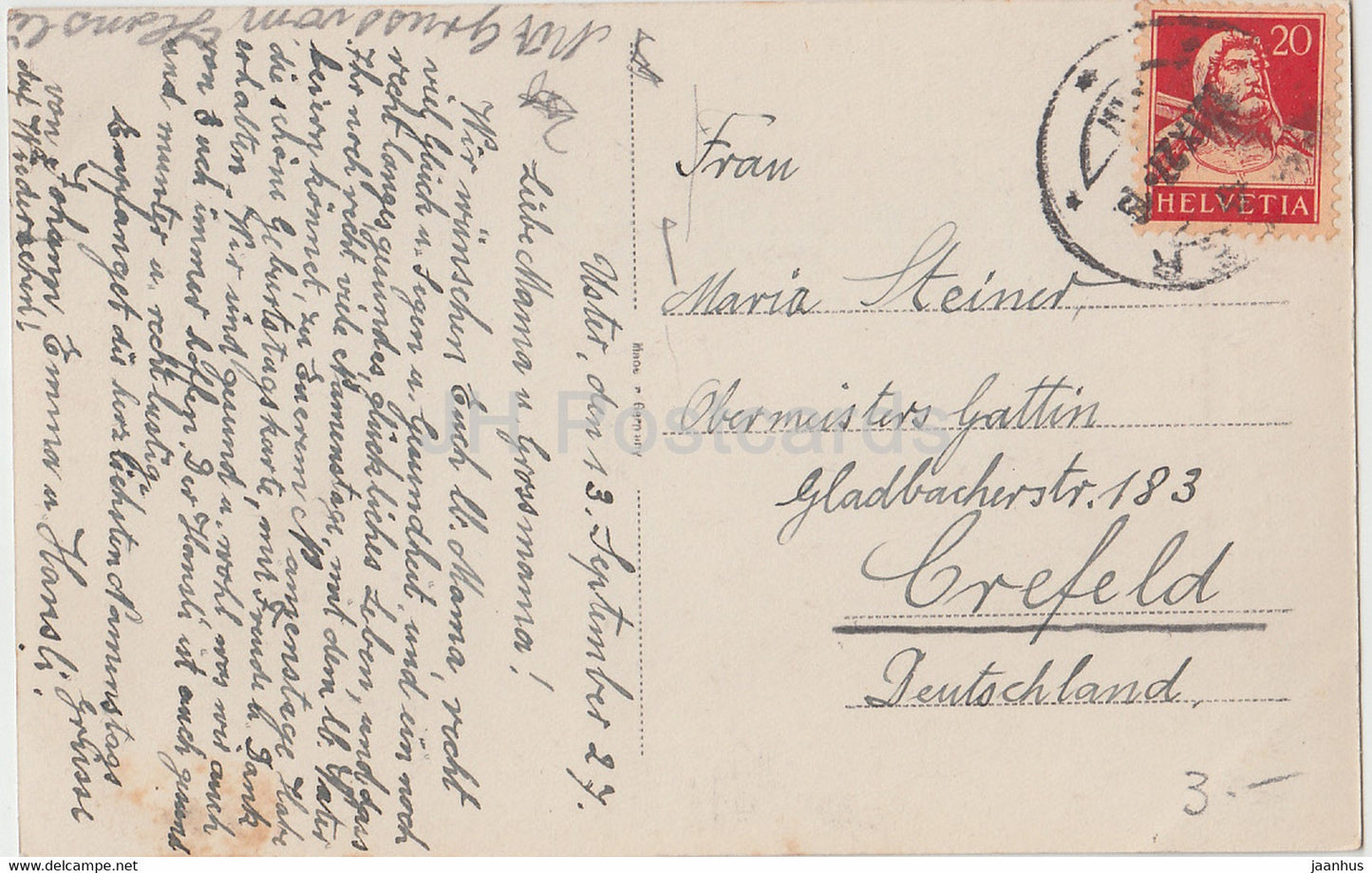 Carte de vœux - Herzliche Gluckwunsche zum Namenstage - garçon - WSSB 1264/1 - carte postale ancienne - 1927 - Allemagne - utilisé