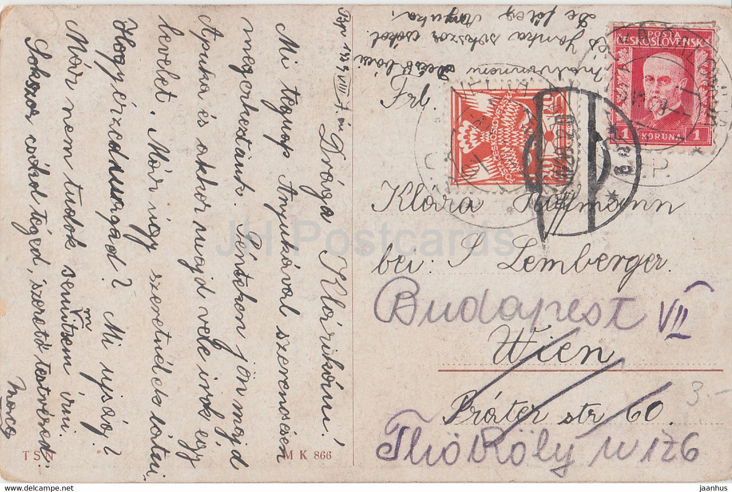 girl and cat - illustration by Rellum Nafp - T S N - old postcard - used