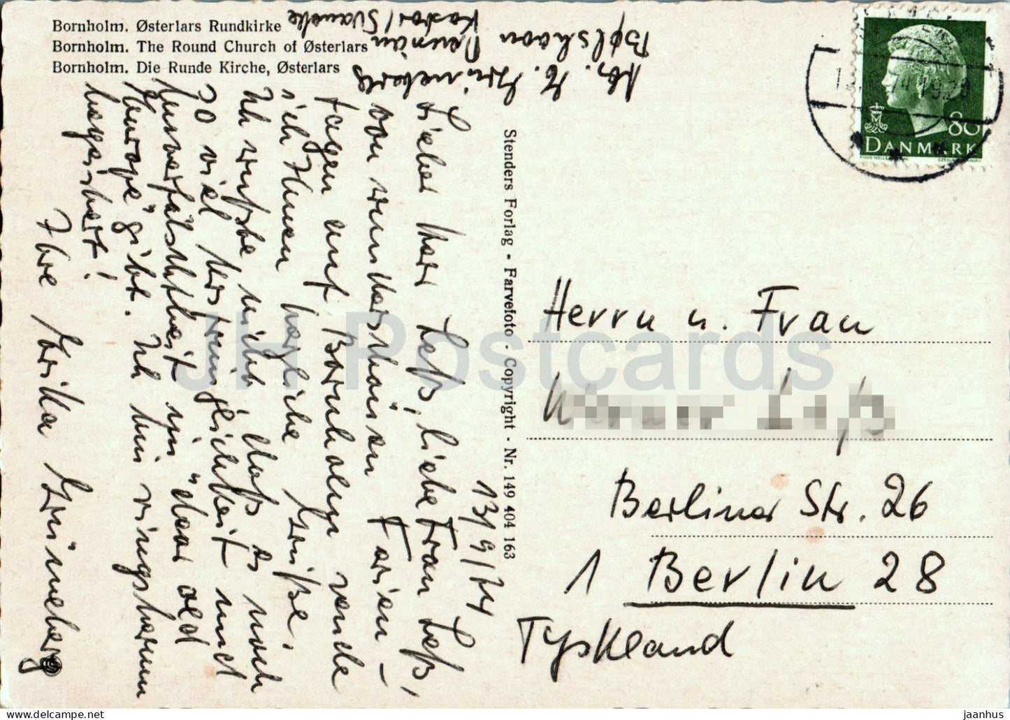 Bornholm - Osterlars Rundkirke - L'église ronde d'Osterlars - 149 - 1974 - Danemark - d'occasion