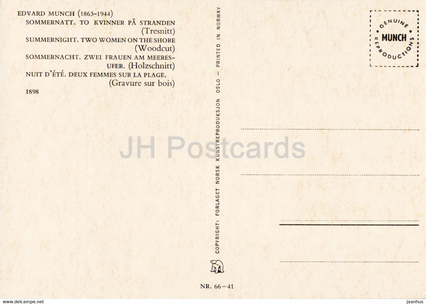 Gemälde von Edvard Munch – Sommernacht – Zwei Frauen am Ufer – norwegische Kunst – Norwegen – unbenutzt