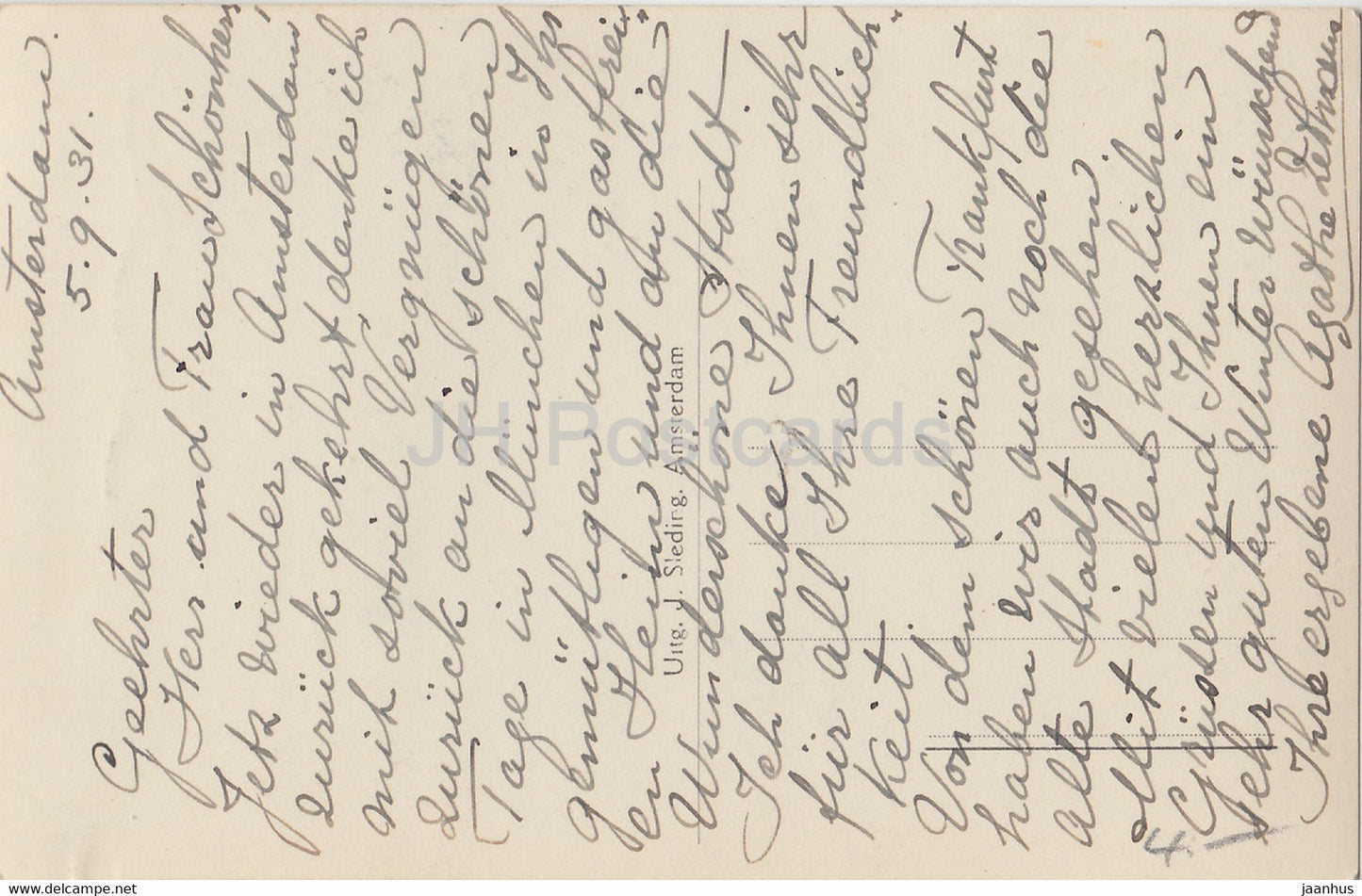 Amsterdam – Prinsengracht mit Westertoren – alte Postkarte – 1931 – Niederlande – gebraucht