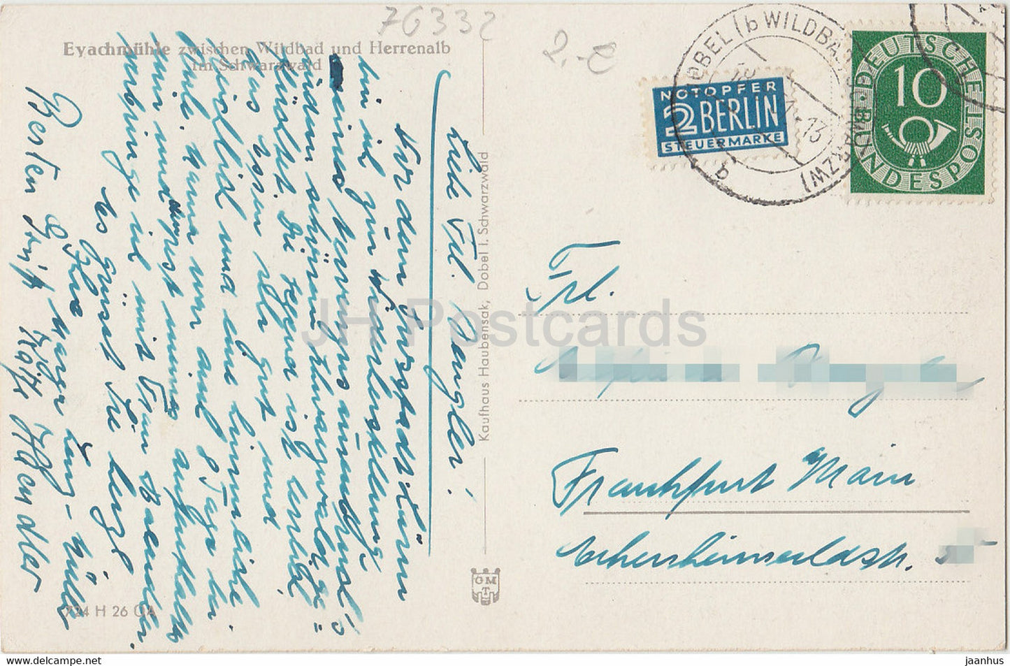 Eyachmühle zwischen Wildbad und Herrenalb im Schwarzwald - alte Postkarte - 1951 - Deutschland - gebraucht