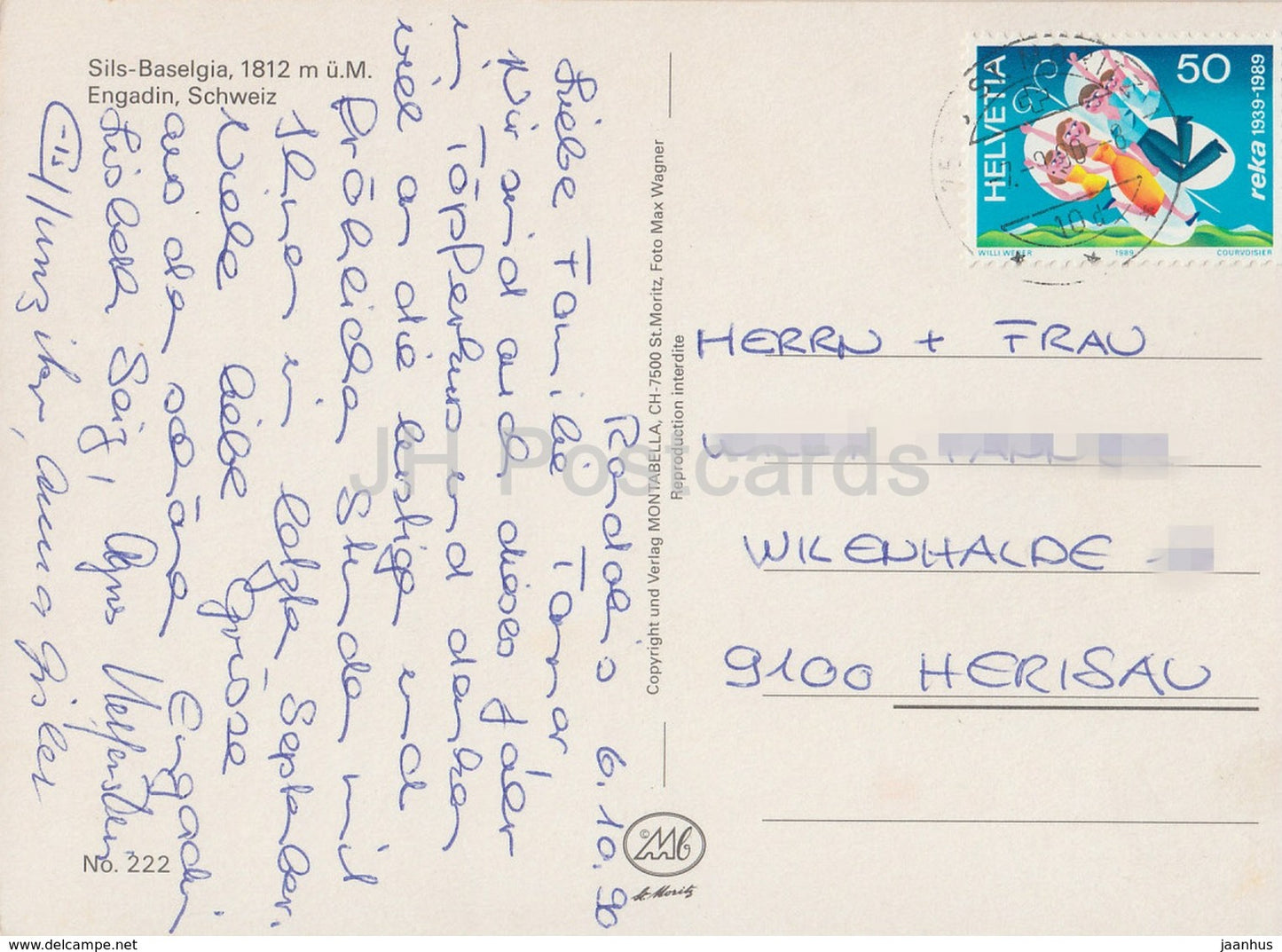 Sils Baselgia 1812 m – Engadin – 222 – 1990 – Schweiz – gebraucht