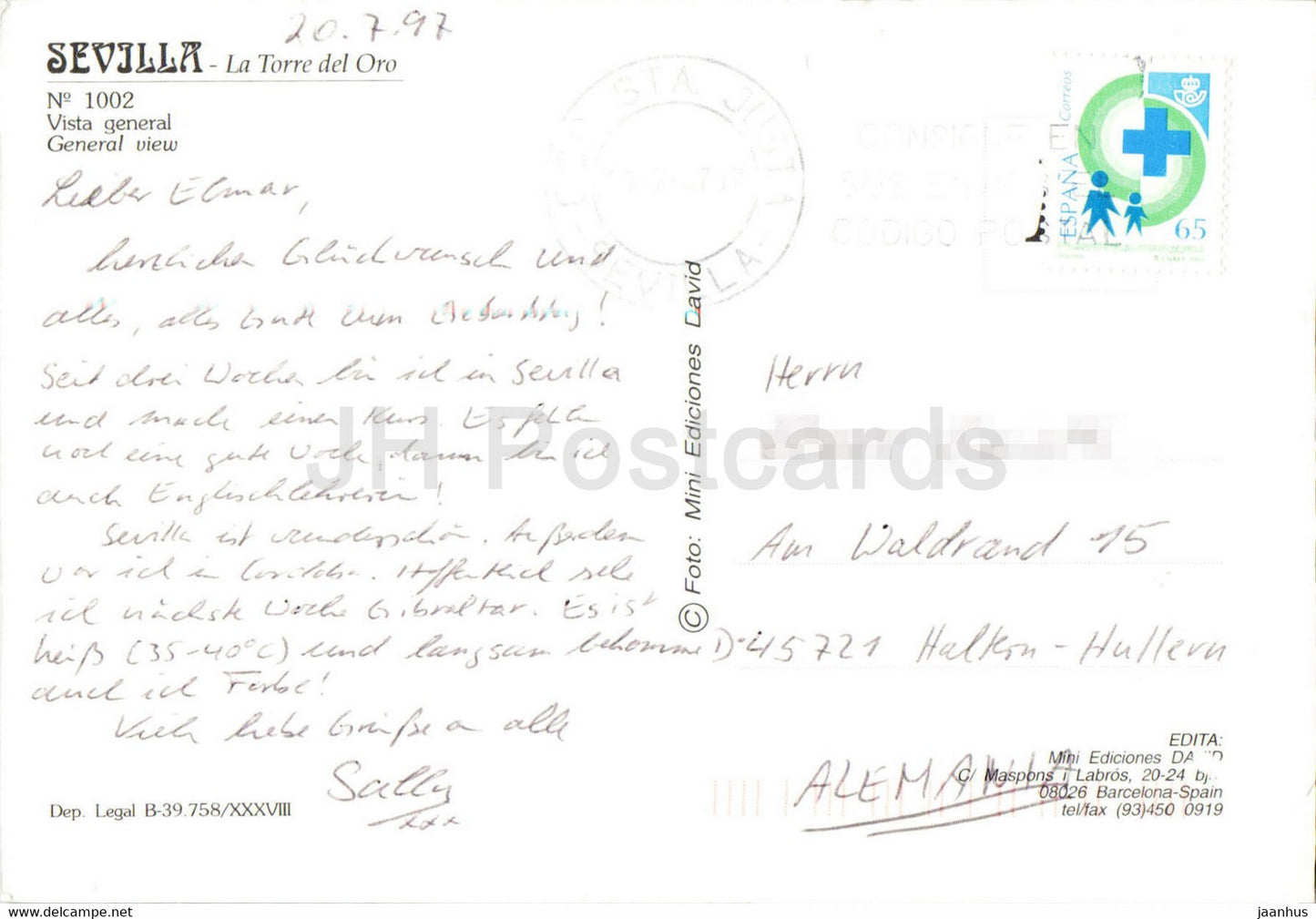 Sevilla - La Torre del Oro - Vista General - vue - 1002 - 1997 - Espagne - occasion