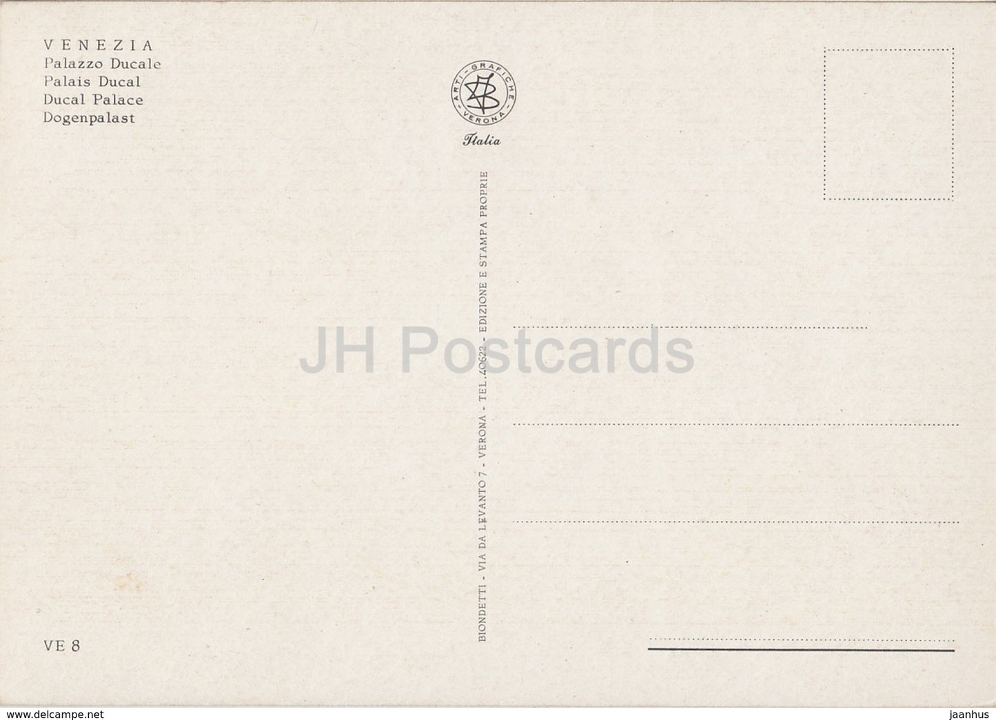 Venezia - Venice - Palazzo Ducale - Ducal Palace - Italy - unused