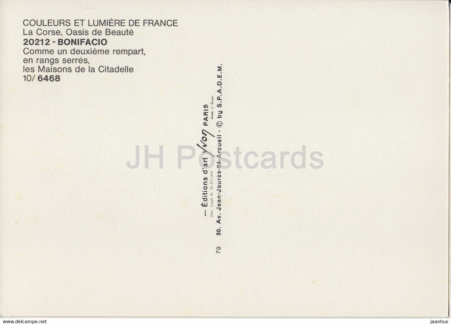 Bonifacio - Comme un deuxieme rempart - en rangs serres - les Maisons de la Citadelle - 20212 - France - unused