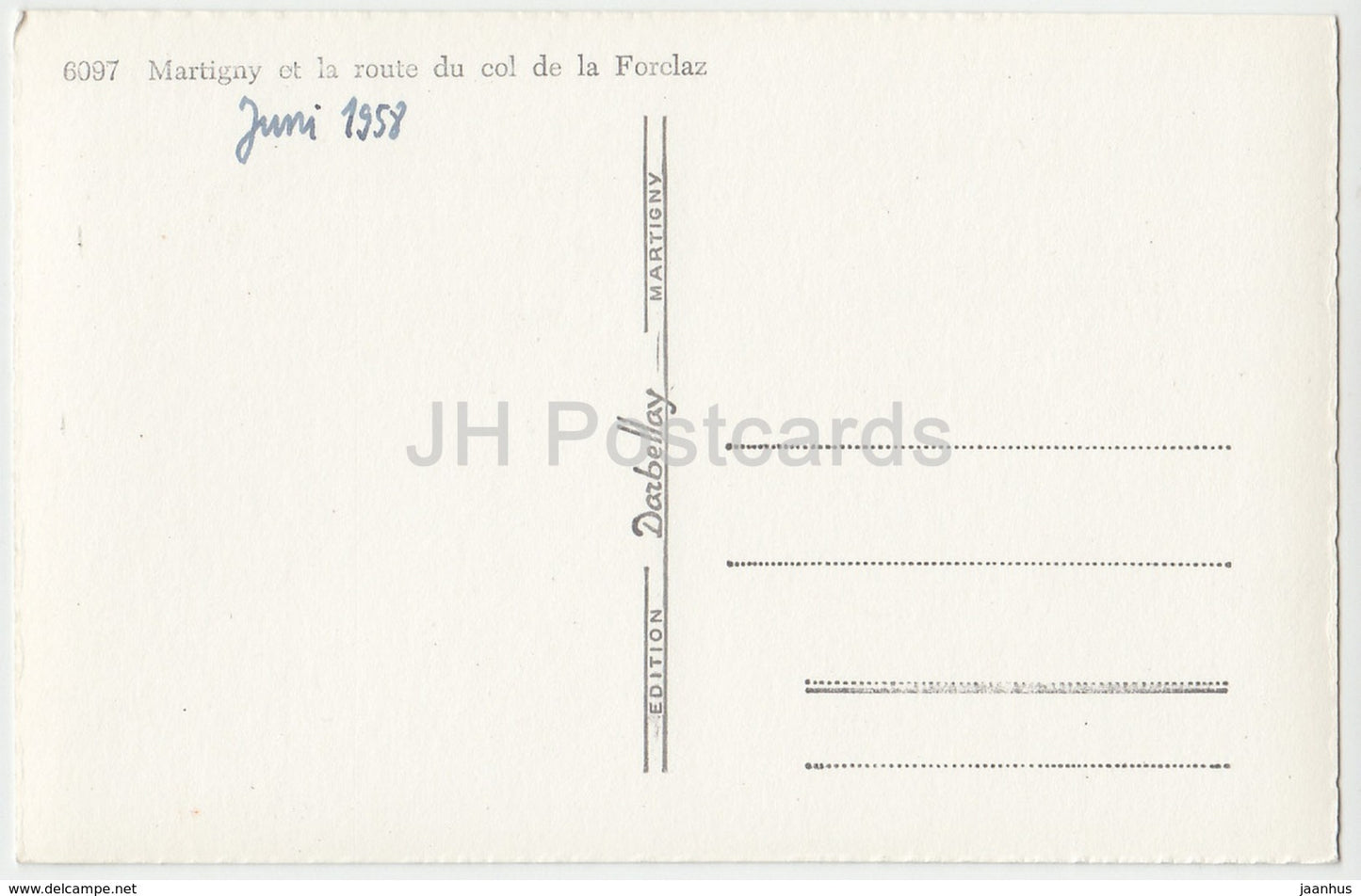 Martigny et la route du col de la Forclaz - 6097 - Suisse - 1958 - occasion