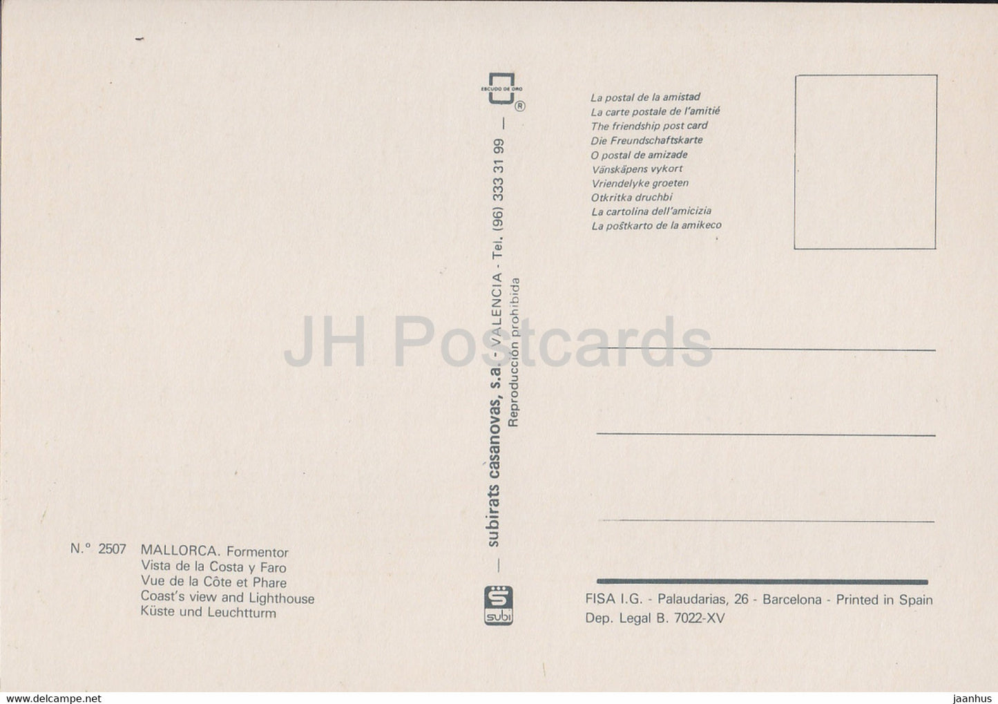 Mallorca - Formentor - Vista de la Costa y Faro - Coast view and Lighthouse - 2507 - Spain - unused