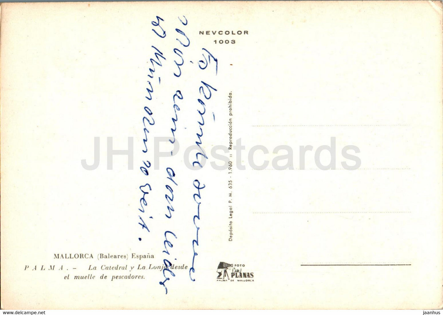 Palma - La Catedral y La Lonja desde el muelle de pescadores - fishing ship - boat - Mallorca - 1003 - Spain - used