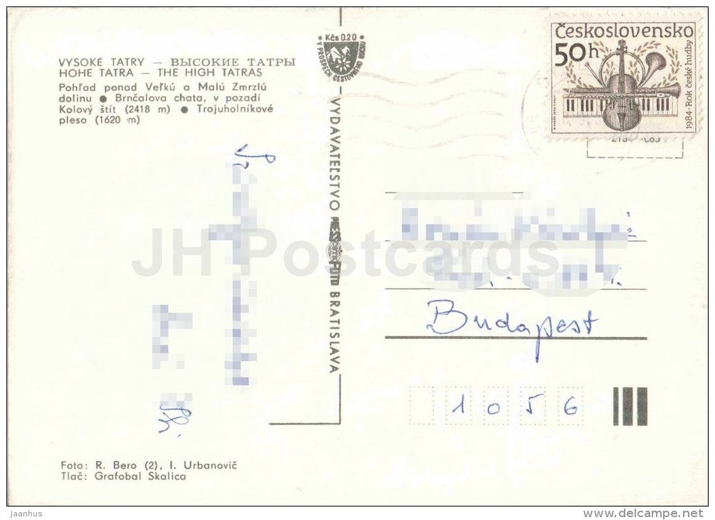 view over the Velka and Mala Zmrzlu valley - Vysoke Tatry - High Tatras - Czechoslovakia - Slovakia - used - JH Postcards