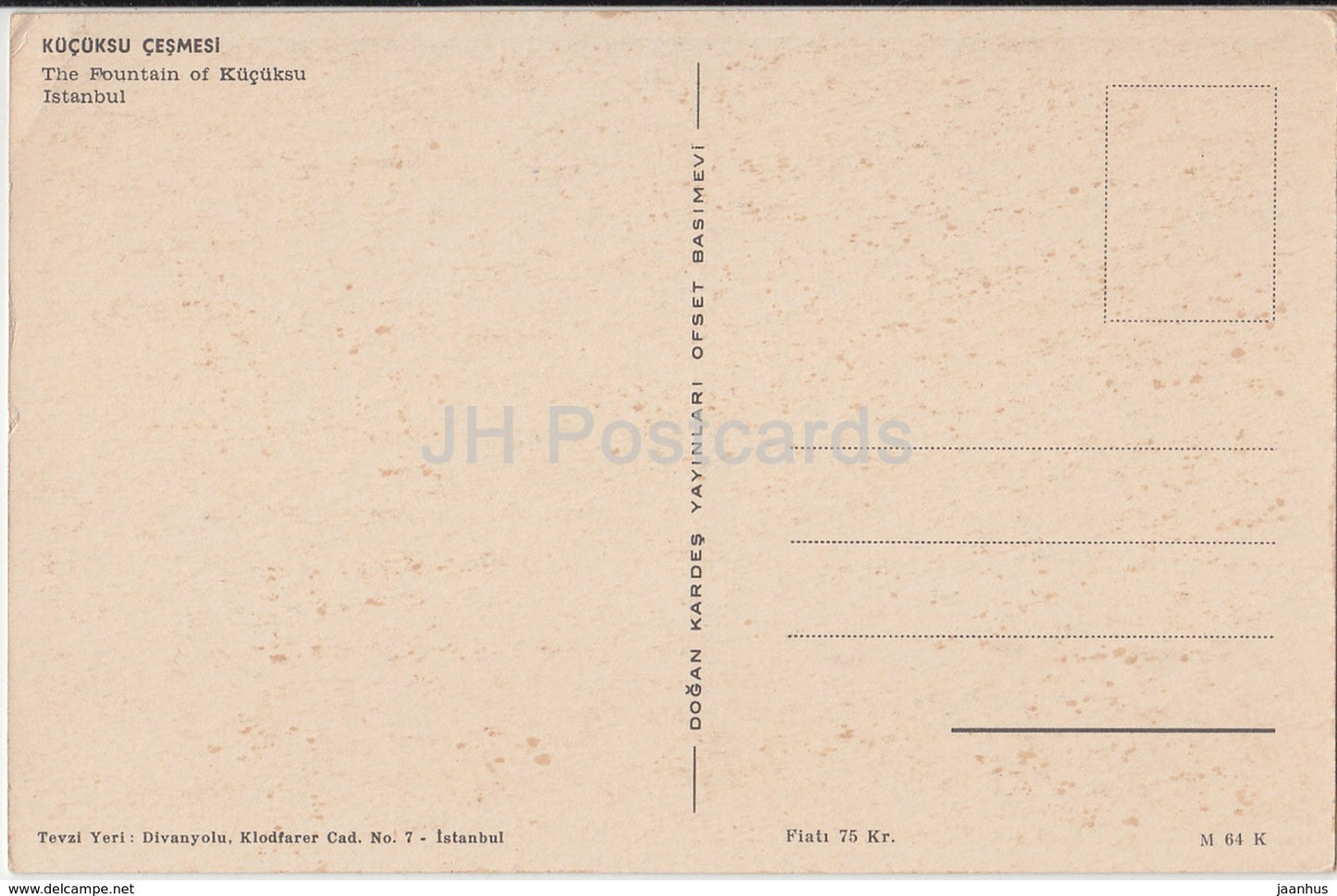 Istanbul - La Fontaine de Kucuksu - Turquie - inutilisé