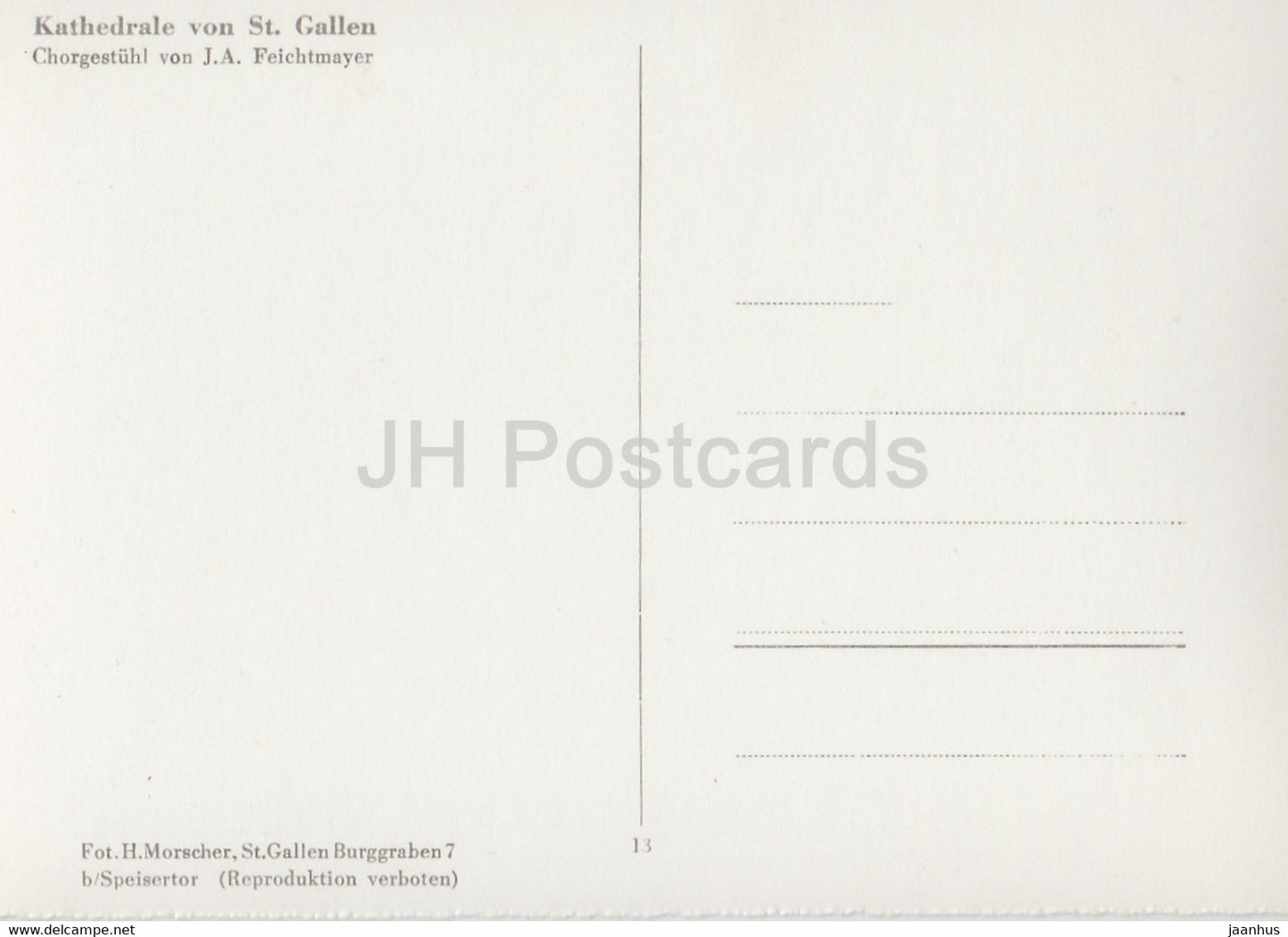 Chorgestuhl - Kathedrale von St Gallen - cathédrale - 13 - carte postale ancienne - Suisse - inutilisée