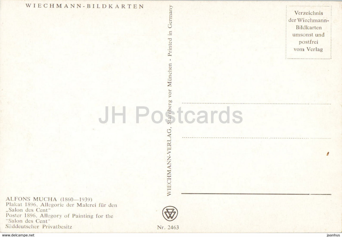 painting by Alfons Mucha - Plakat - Salon des Cent - Czech art - Germany - unused