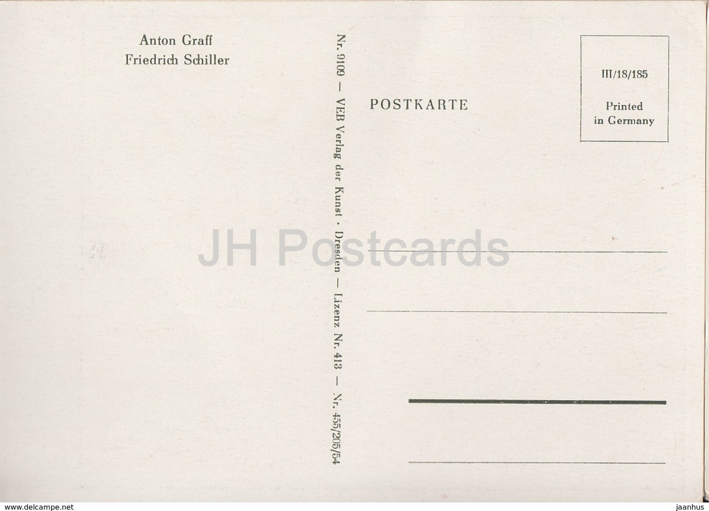 painting by Anton Graff - German writer Friedrich Schliller - Swiss art - Germany DDR - unused