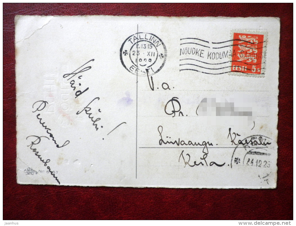 Christmas Greeting Card - Mary Joseph and Jesus - circulated in 1939 - Estonia - used - JH Postcards